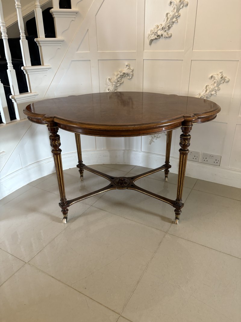 Outstanding Quality Antique Victorian Burr Walnut Inlaid Centre Table - Image 2